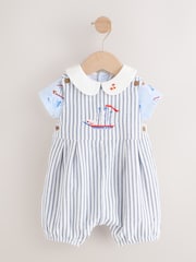 Blue Striped Cath Kidston 100% Cotton Baby Dungaree - Image 1 of 7