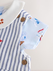 Blue Striped Cath Kidston 100% Cotton Baby Dungaree - Image 4 of 7