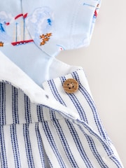 Blue Striped Cath Kidston 100% Cotton Baby Dungaree - Image 5 of 7
