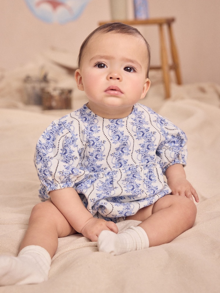 Blue 100% Cotton Baby Romper - Image 1 of 6