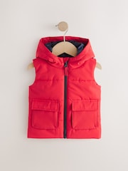 Red Hooded Gilet - Image 1 of 4