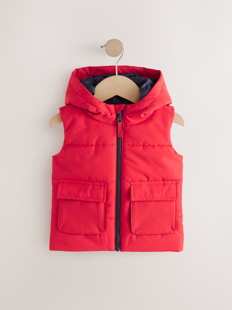 Red Hooded Gilet - Image 1 of 4