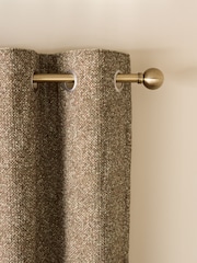 Dark Natural Textured Bobble Eyelet Lined Curtains - Image 1 of 5