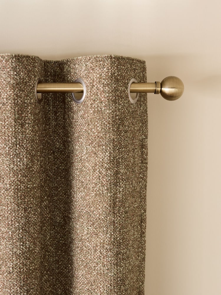 Dark Natural Textured Bobble Eyelet Lined Curtains - Image 1 of 5