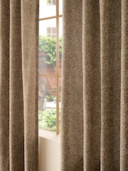 Dark Natural Textured Bobble Eyelet Lined Curtains - Image 4 of 5