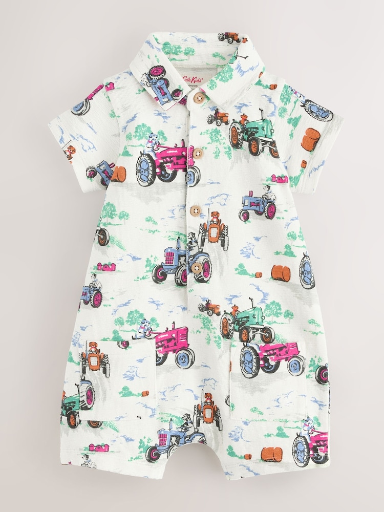 Ecru z nadrukiem traktora i kołnierzykiem - Rampers Cath Kidston w 100% z bawełny - Image 5 of 8