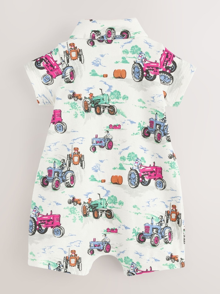 Ecru z nadrukiem traktora i kołnierzykiem - Rampers Cath Kidston w 100% z bawełny - Image 6 of 8