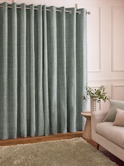 Green Textured Bobble Eyelet Lined Curtains - Image 3 of 5