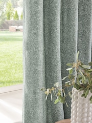 Green Textured Bobble Eyelet Lined Curtains - Image 4 of 5