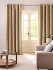 Natural Textured Weave Blackout/Thermal Eyelet Curtains - Image 3 of 7