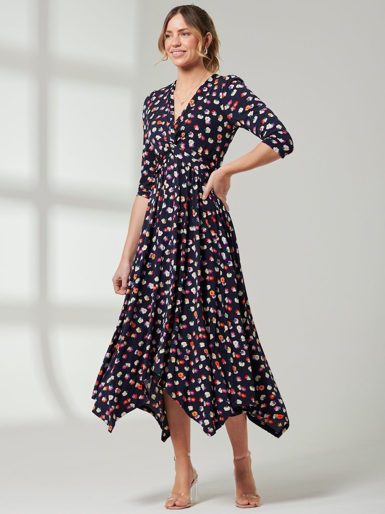 Jolie Moi V-Neck 3/4 Sleeve Midi Dress - Image 4 of 6