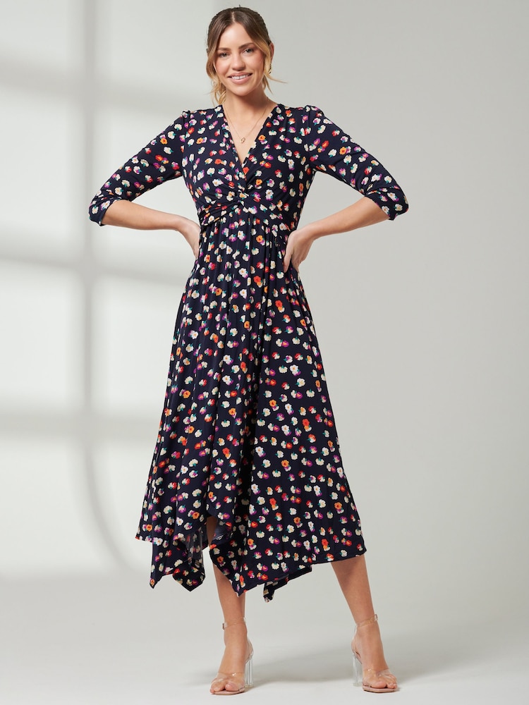 Jolie Moi V-Neck 3/4 Sleeve Midi Dress - Image 5 of 6