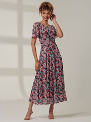 Jolie Moi Blue Paityn Angel Sleeve Mesh Maxi Dress - Image 1 of 6