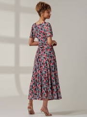 Jolie Moi Blue Paityn Angel Sleeve Mesh Maxi Dress - Image 2 of 6