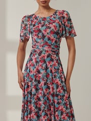 Jolie Moi Blue Paityn Angel Sleeve Mesh Maxi Dress - Image 3 of 6