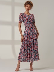 Jolie Moi Blue Paityn Angel Sleeve Mesh Maxi Dress - Image 6 of 6