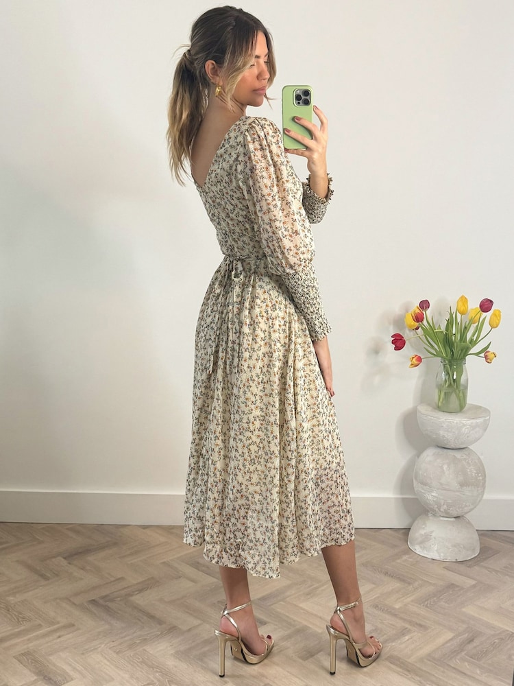 Jolie Moi Brown Cuffed Ballon Sleeve Dress - Image 2 of 6