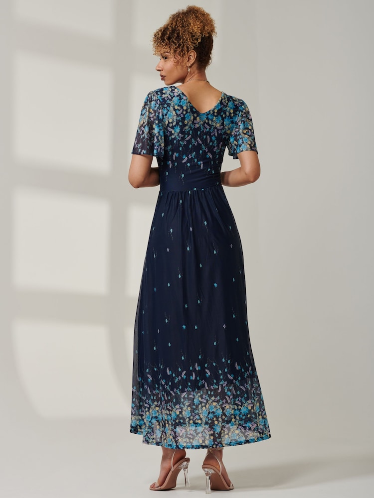 Jolie Moi Mirrored Mesh Angel Sleeve Maxi Dress - Image 2 of 6 Jolie Moi Mirrored Mesh Angel Sleeve Maxi Dress - Image 2 of 6