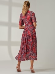 Jolie Moi Red Mesh Keyhole Neck Maxi Dress - Image 2 of 6