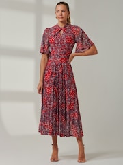 Jolie Moi Red Mesh Keyhole Neck Maxi Dress - Image 6 of 6