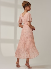 Jolie Moi Pink Meagan V-Neck Chiffon Maxi Dress - Image 2 of 6