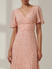 Jolie Moi Pink Meagan V-Neck Chiffon Maxi Dress - Image 3 of 6