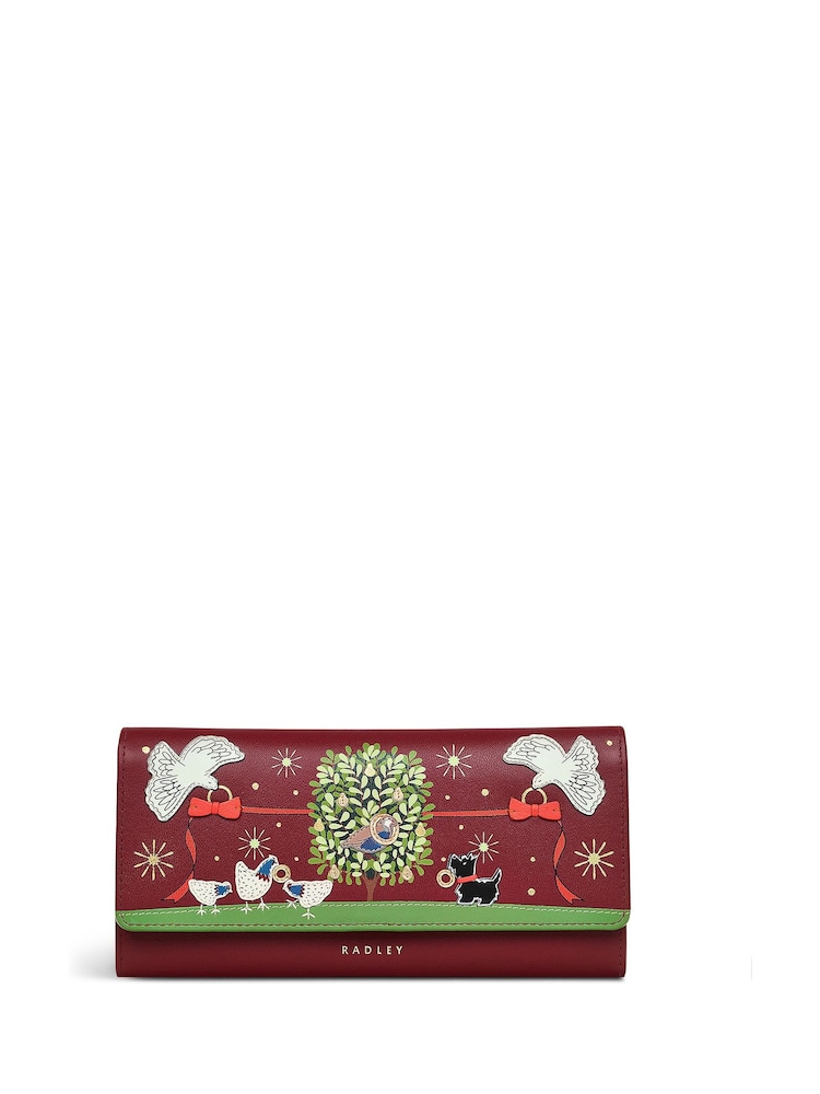 Radley London Large Red 12 Days Of Christmas Flapover Matinee Purse - Image 1 of 4