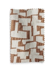 Tan Brown Abstract Shapes Bouclé Eyelet Lined Curtains - Image 5 of 5
