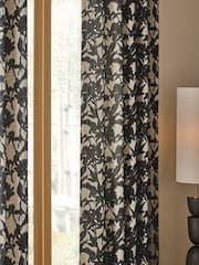 Blurred Floral Linen Blend Eyelet Lined Curtains - Image 4 of 5