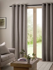 Grey Simplicity Check Eyelet Lined Curtains - Image 1 of 5