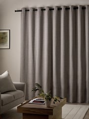 Grey Simplicity Check Eyelet Lined Curtains - Image 3 of 5