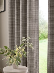 Grey Simplicity Check Eyelet Lined Curtains - Image 4 of 5