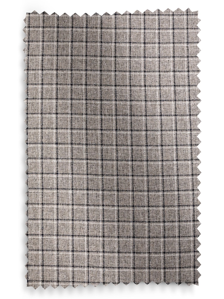 Grey Simplicity Check Eyelet Lined Curtains - Image 5 of 5