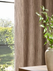 Dark Natural/Grey Woven Stripe Eyelet Lined Curtains - Image 4 of 5