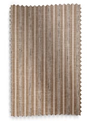 Dark Natural/Grey Woven Stripe Eyelet Lined Curtains - Image 5 of 5