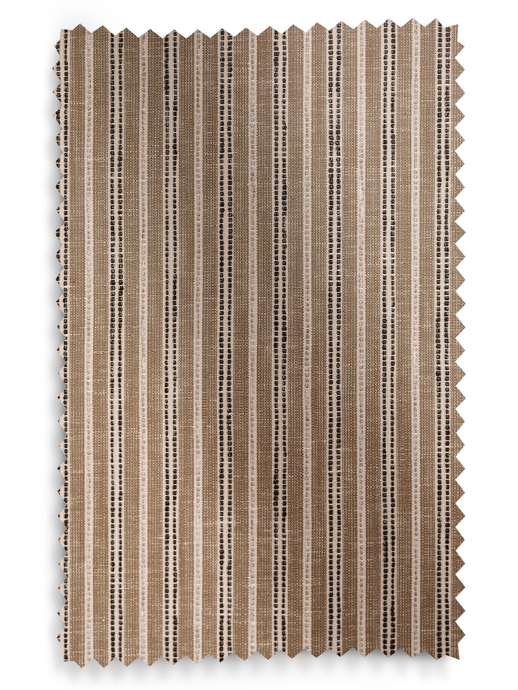 Dark Natural/Grey Woven Stripe Eyelet Lined Curtains - Image 5 of 5