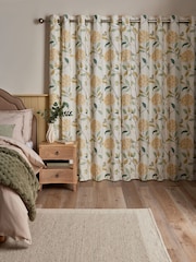 Cortinas de ilhós térmicos blackout com estampa floral de pássaros - Imagem 4 de 8