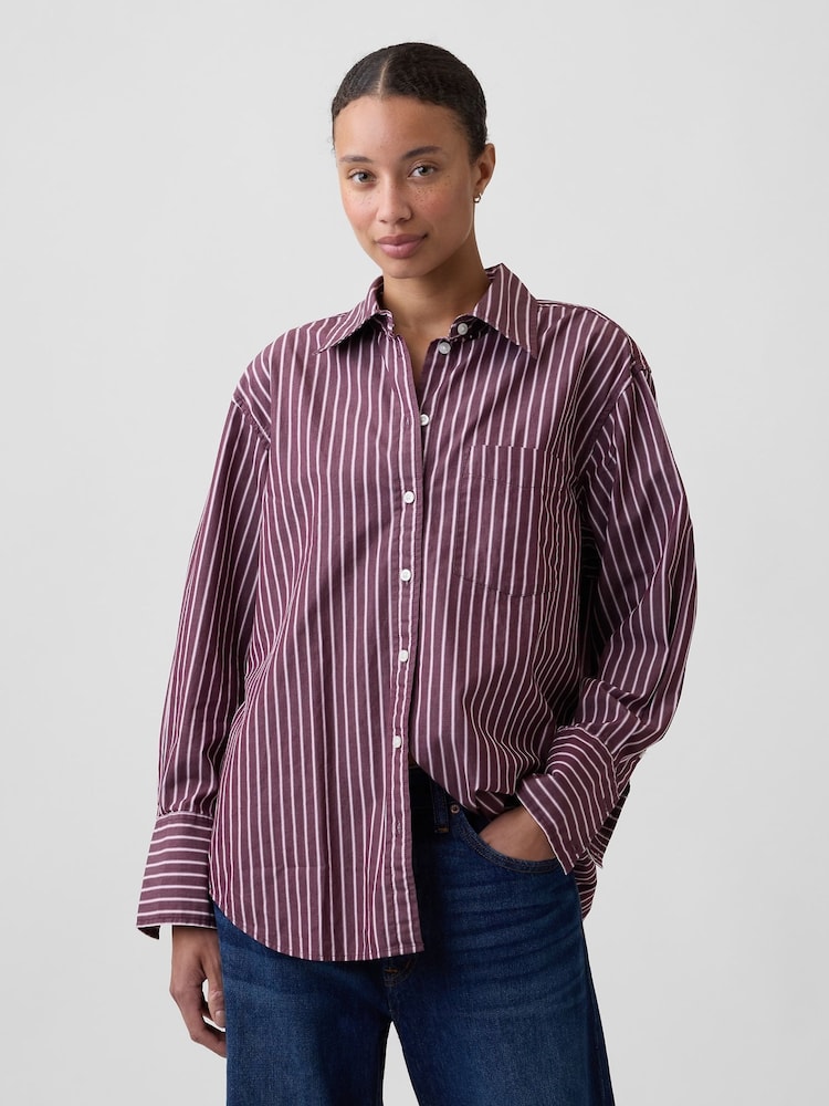 Rayas burdeos - Camisa grande de popelina de Gap - Imagen 1 de 4