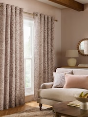 Country Luxe Floral Print Woodblock Eyelet Lined Curtains - Bild 2 von 5