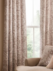 Country Luxe Floral Print Woodblock Eyelet Lined Curtains - Bild 4 von 5