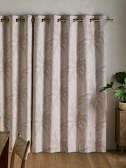 Natural Leaf Jacquard Print Eyelet Lined Curtains - Image 3 of 4