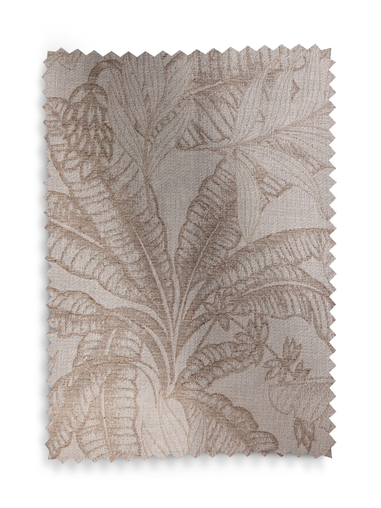 Natural Leaf Jacquard Print Eyelet Lined Curtains - Image 4 of 4