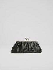 LK Bennett Large Lana Snaplock Clutch Black Bag - Image 1 of 3