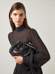 LK Bennett Large Lana Snaplock Clutch Black Bag - Image 2 of 3