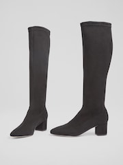 LK Bennett Eldon Block Heel Stretch Knee Black Boots - Image 3 of 4