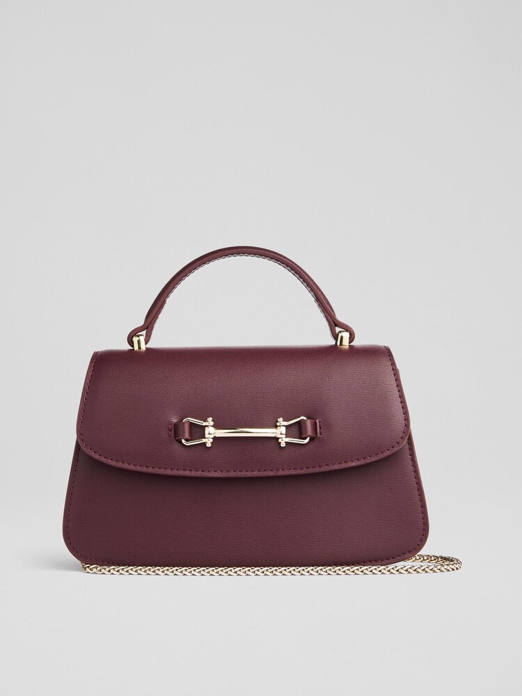 LK Bennett Red Amoris Bordeaux Cross-Body Top Handle Bag - Image 1 of 4