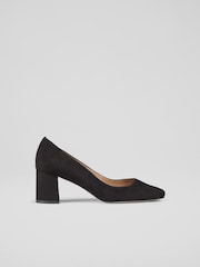 LK Bennett Sally Square Toe Black Courts - Image 1 of 4