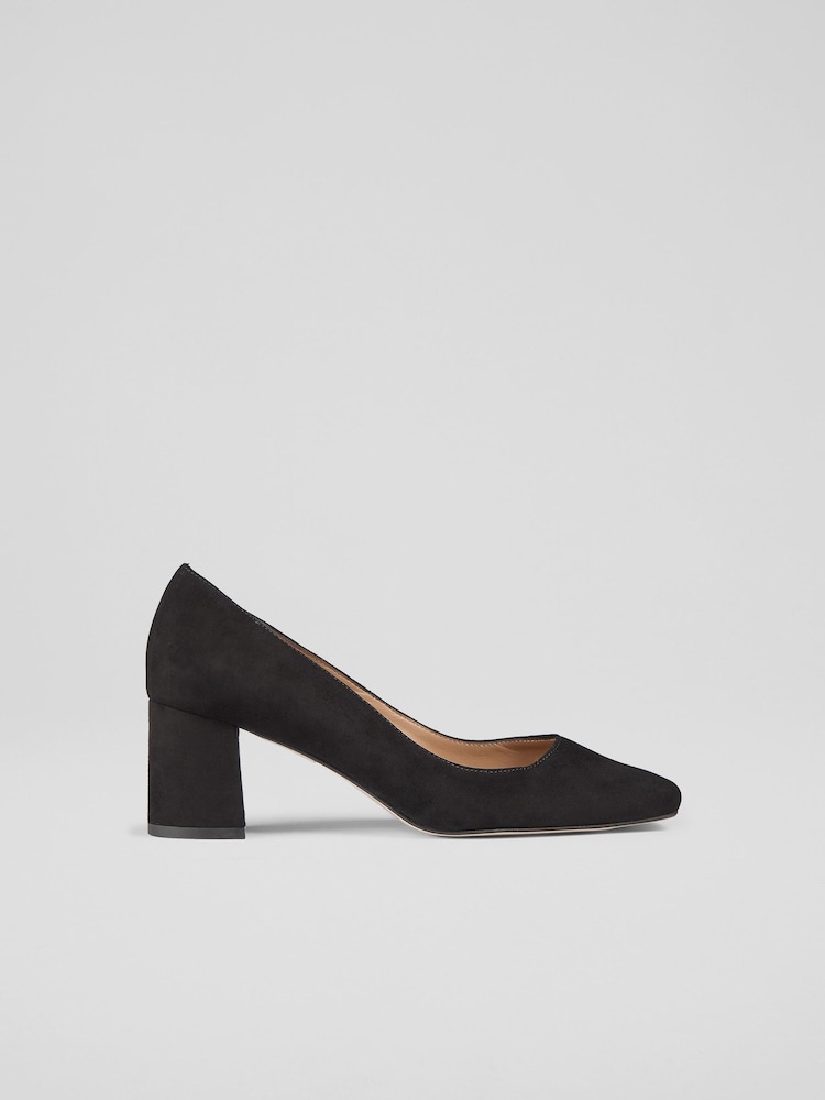 LK Bennett Sally Square Toe Black Courts - Image 1 of 4