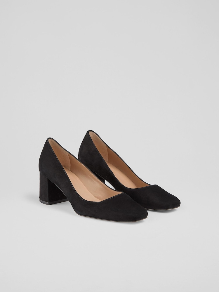 LK Bennett Sally Square Toe Black Courts - Image 3 of 4