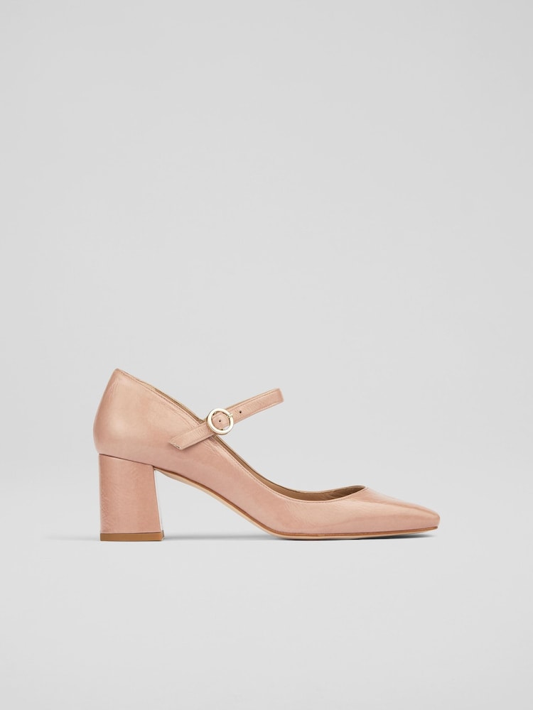 LK Bennett Mary Jane Pink Winter Carnation Block Heels - Image 1 of 4